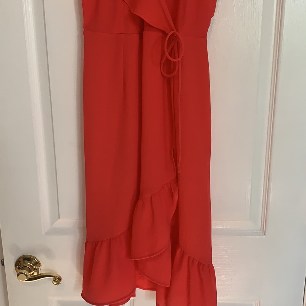 Coral ruffle dress - Picture 6 of 9